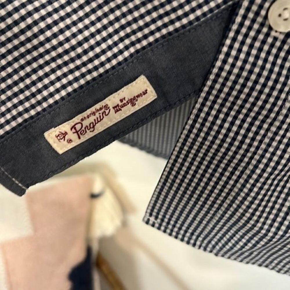 An Original Penguin navy and white checkered button down classic fit size large - Picture 5 of 6
